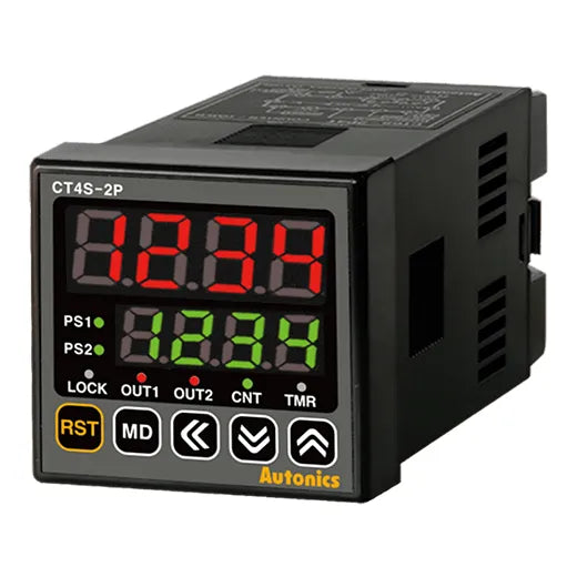 CT4S-2P4 Contador/Timer LED 4dígitos 48WX48H 2NA + NPN 100-240VCA