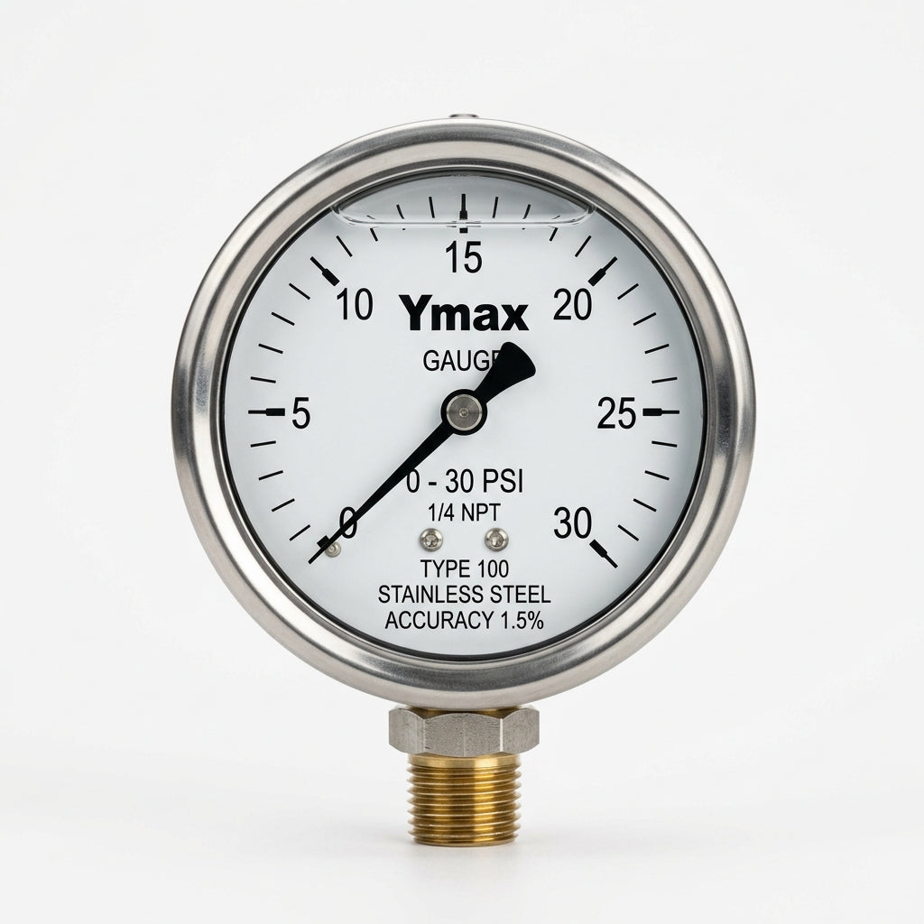 Ymax GAUGE, 0-30 PSI, 1/4, NPT manómetro