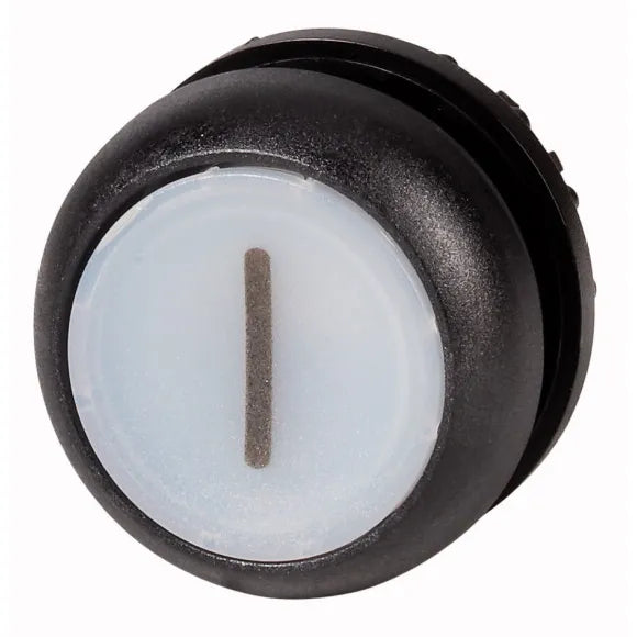 M22S-DRL-W-X1 Botón pulsador iluminado Plano B/negro 22mm Mantenido -I- Blanco