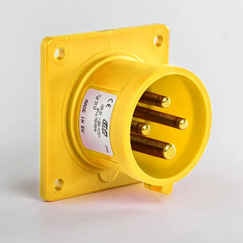 Clavija empotrar recta 16A 3P+T 120VCA 4h Amarillo IP44