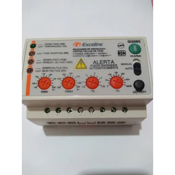 Relevador trifásico de protección contra fallas de fase 208/220V