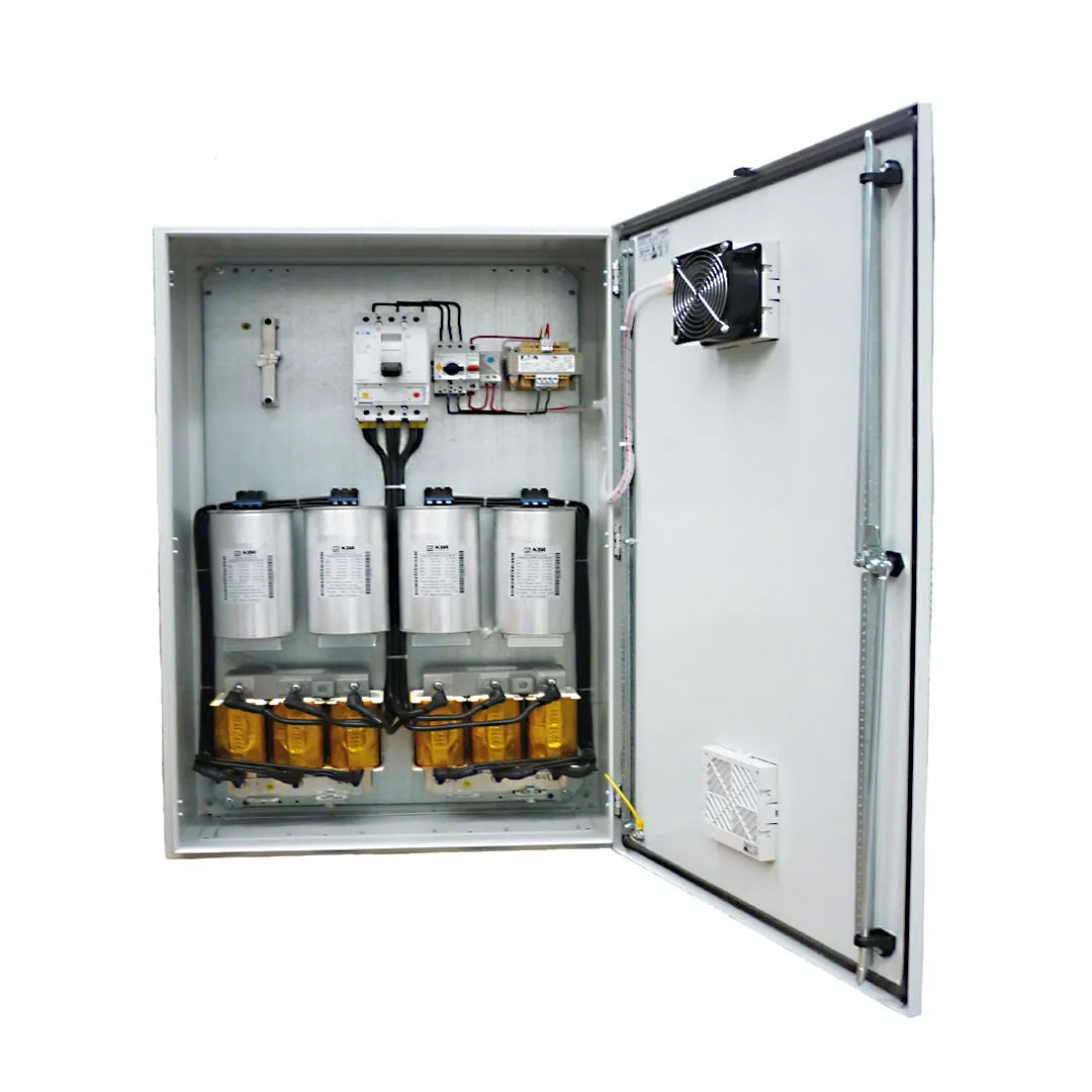 Banco automatico 3 pasos de 20kVAR Con ITM de 63A 3×80µF 230VCA 800HX800WX300Dmm