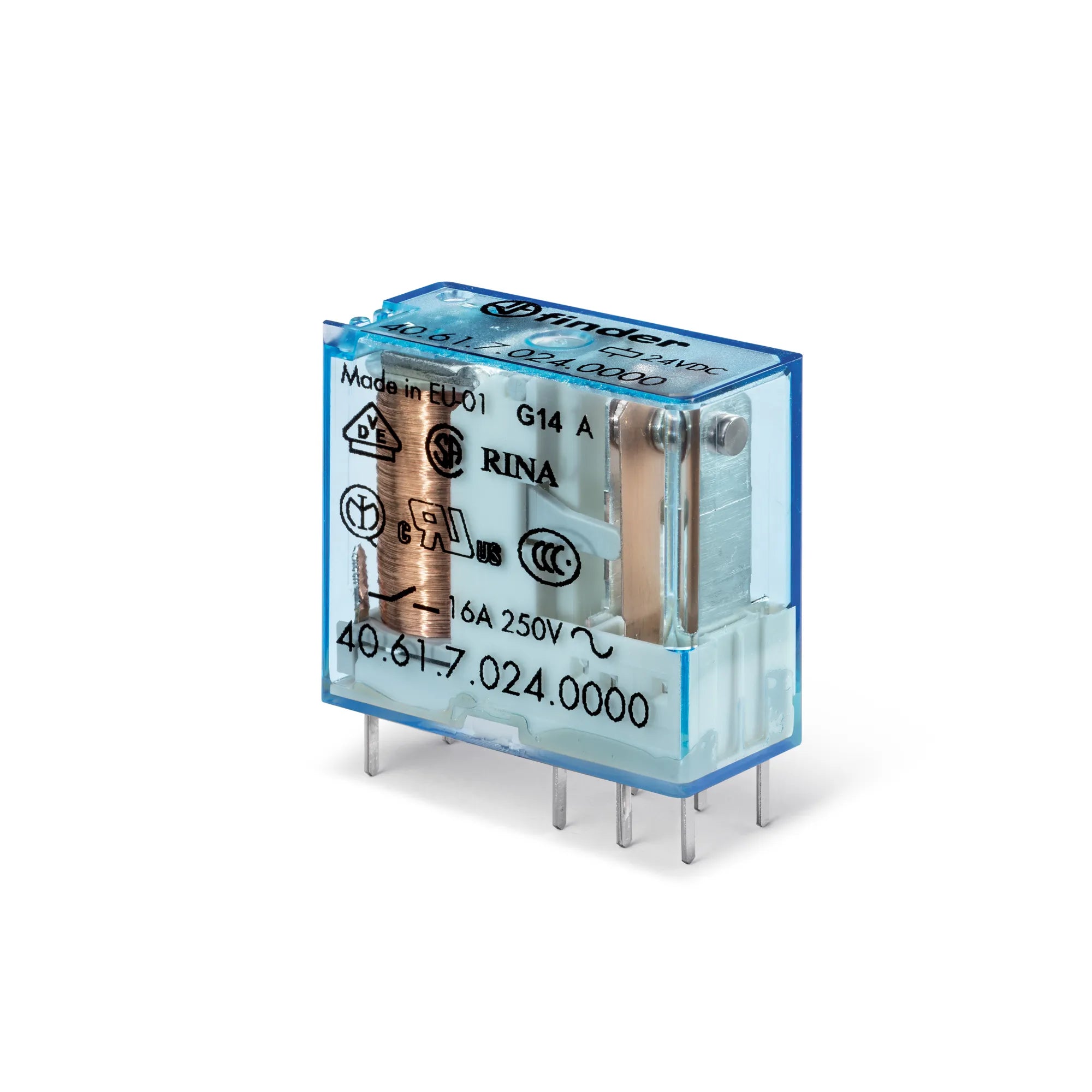 Relevador para circuito impreso 5 pines 24VAC 1CO 1NA1NC AgNi 16A 250V