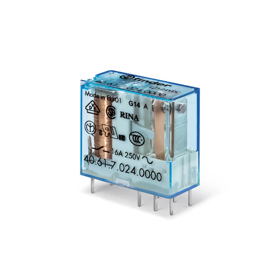Relevador para circuito impreso 5 pines 24VAC 1CO 1NA1NC AgNi 16A 250V