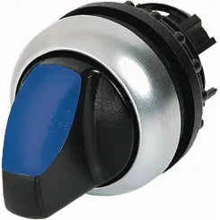 M22-WLK-B Selector T/Palanca iluminado 2 pos B/plata 22mm Momentáneo Azul