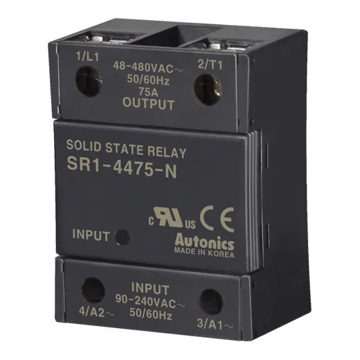 SR1-4475-N SSR monofásico 75A Input 90-240VCA Output 48-480VCA cruce por cero