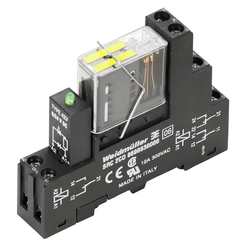 RCIKIT 24VDC 2CO LD/FG Interfaz relé RCI + Base 24VCD 2CO FG 2NA2NC AgNi 8A 250V