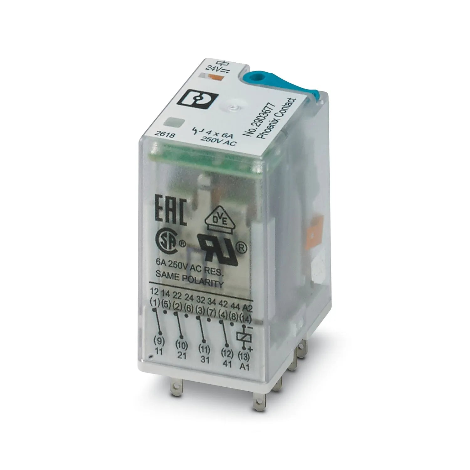 REL-IR4/LDP- 24DC/4X21 Relé de potencia 4 contact. invers. 24VCD  6A AgNi 250V