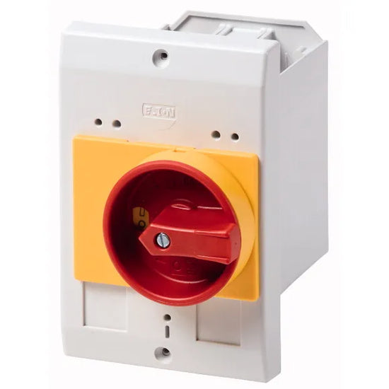 E-PKZ0-GR Caja con maneta roja+amarilla para PKZM0 montaje empotrar IP55.