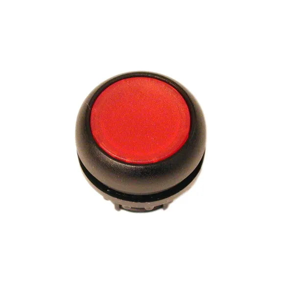 M22S-DRL-R Botón pulsador Plano iluminado Bisel negro 22mm Mantenido Rojo