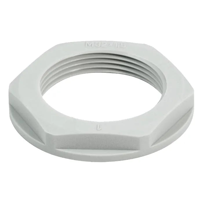 Contratuerca de plástico para glandula NPT1″ Color gris