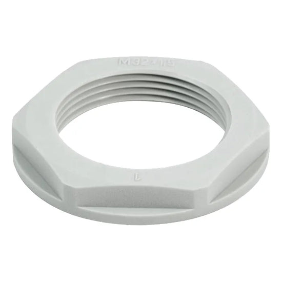 Contratuerca de plástico para glandula NPT1″ Color gris