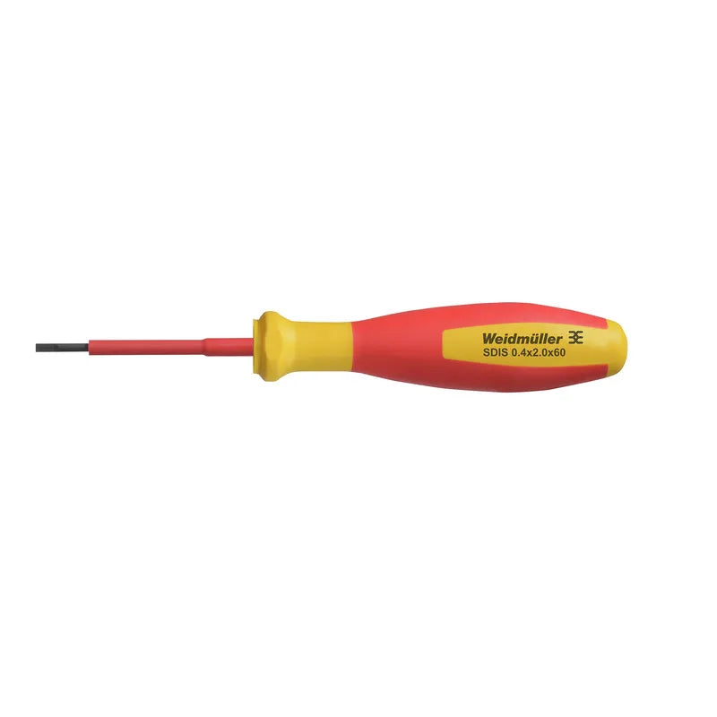 SDIS 0.4X2.0X60 Destornillador plano con aislamiento VDE Caña 60Lx2.0Dx0.4Wmm