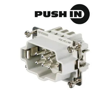HDC HE 6 MP Inserto macho industrial 6 polos 24A 500V conexión PUSH IN