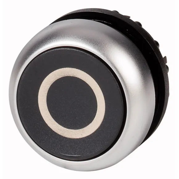 M22-D-S-X0 RMQ-Titan Botón pulsador Plano B/plata 22mm Momentáneo -0- Negro