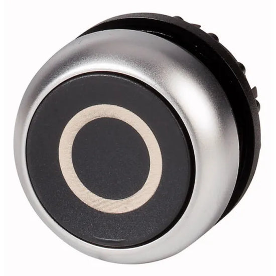 M22-D-S-X0 RMQ-Titan Botón pulsador Plano B/plata 22mm Momentáneo -0- Negro