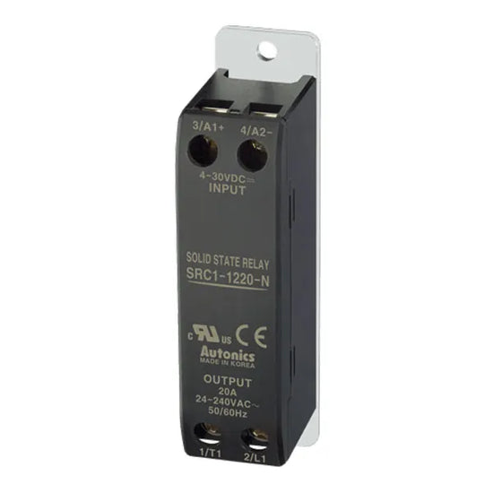 SRC1-1220-N SSR monofásico con disipador desm 20A Input 4-30VCD Output 24-240VCA