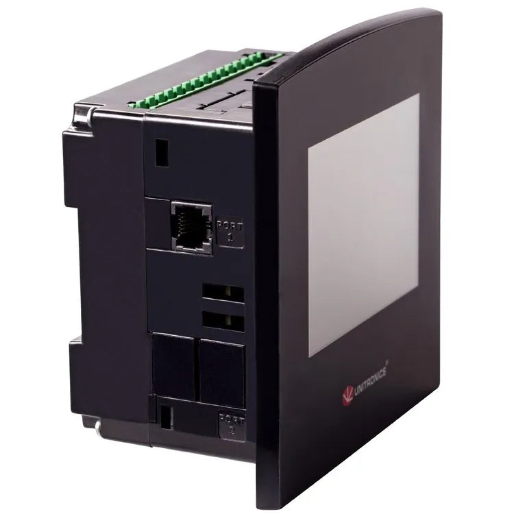 PLC+HMI  24VDC 12DI(2A/D 3HSC) 12DO Transistor pnp 3.5″ TFT Color IP65
