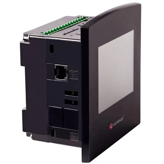 PLC+HMI  24VDC 12DI(2A/D 3HSC) 12DO Transistor pnp 3.5″ TFT Color IP65