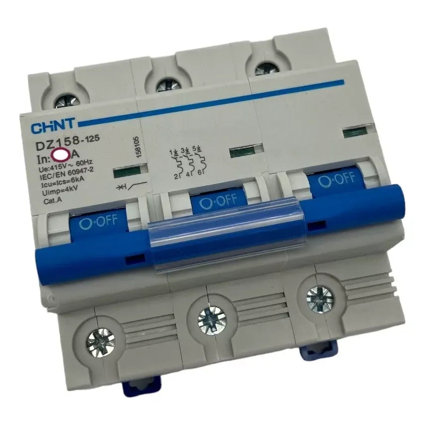Interruptor Termomagnético 2 polos 125A Curva C 10kA CHNT montaje Riel DIN