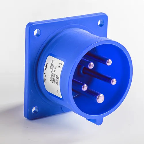 Clavija empotrar recta 32A 3P+N+T 230VCA 9h Azul IP44