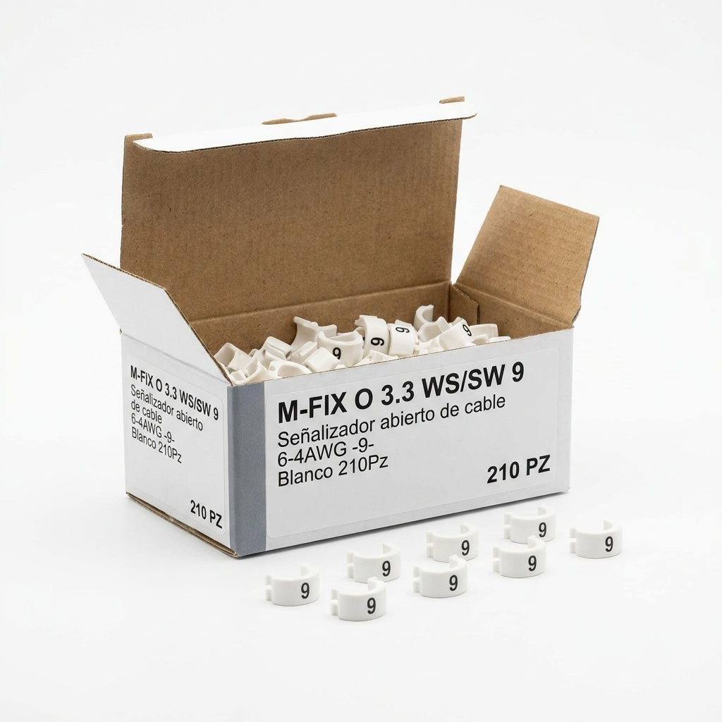 M-FIX O 3.3 WS/SW 9 Señalizador abierto de cable 6-4AWG -9- Blanco 210Pz