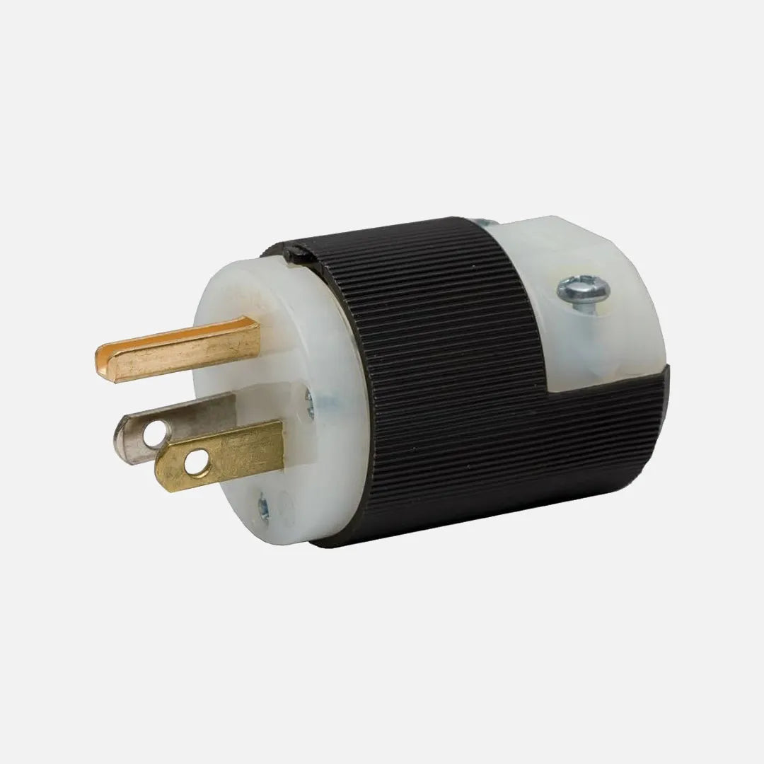 Clavija de potencia 2 polos+T 3 hilos 15A 125V Negro/Blanco