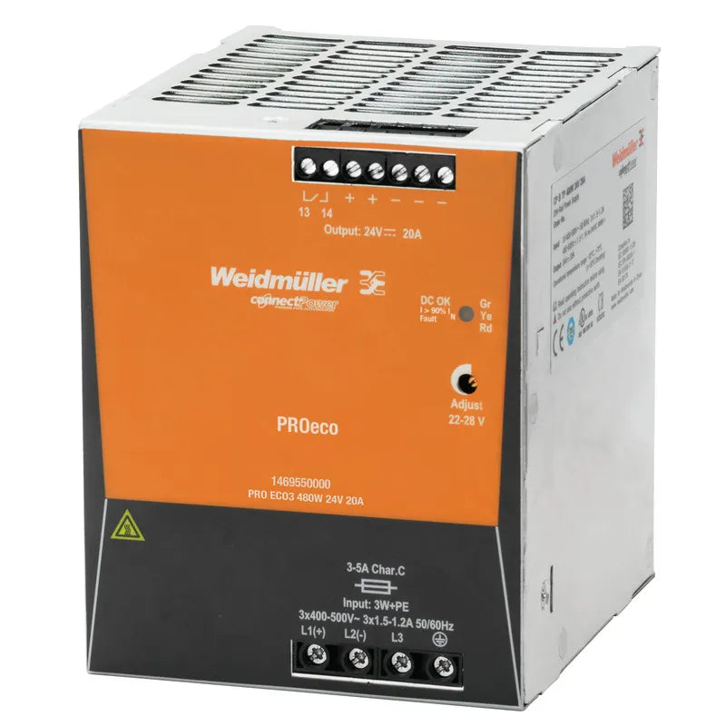 PRO ECO3 480W 24V 20A Fuente de alimentación trifásica 3×400-500VCA