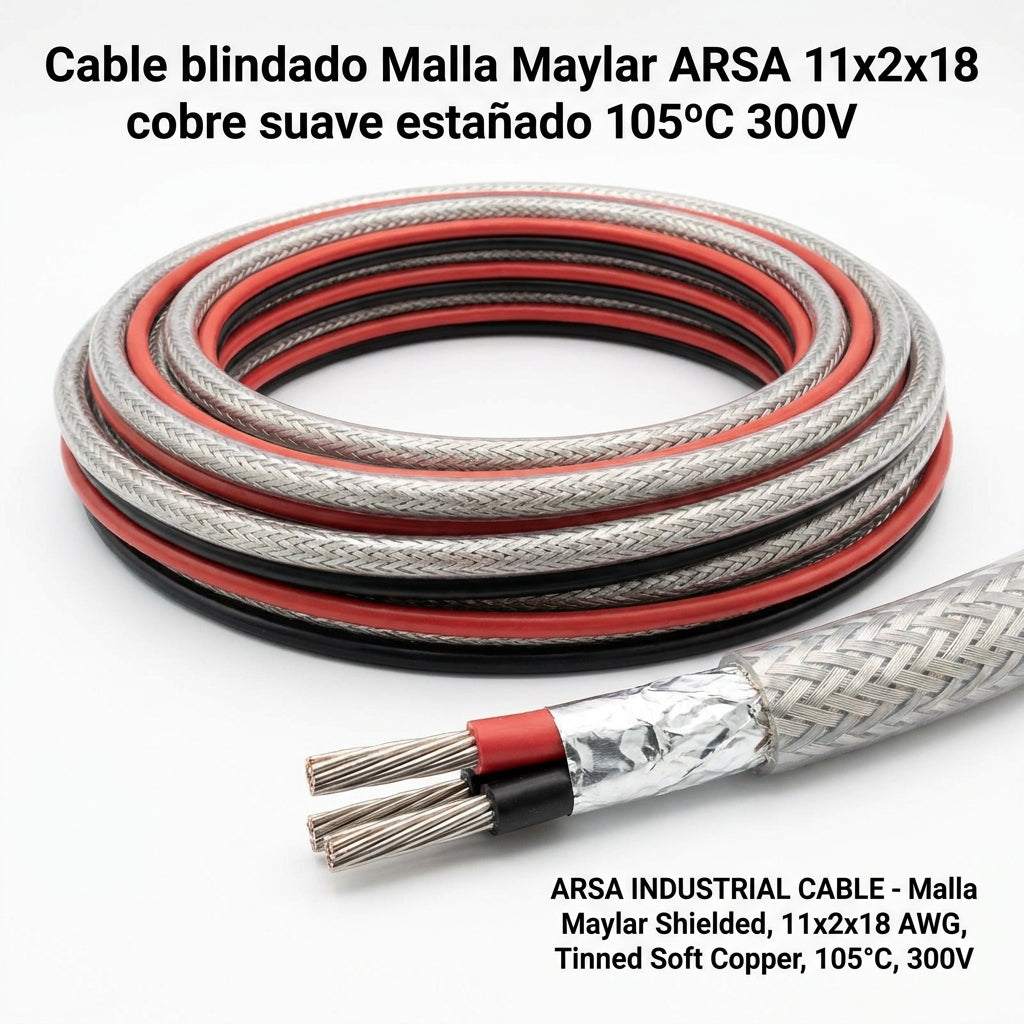 Cable blindado Malla Maylar ARSA 11x2x18 cobre suave estañado 105°C 300V