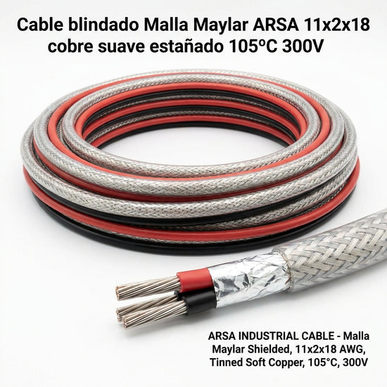 Cable blindado Malla Maylar ARSA 11x2x18 cobre suave estañado 105°C 300V