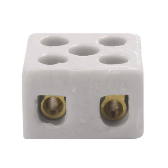 Conectores de ceramica de 2 polos 10mm² 8AWG 450VCA Blanco
