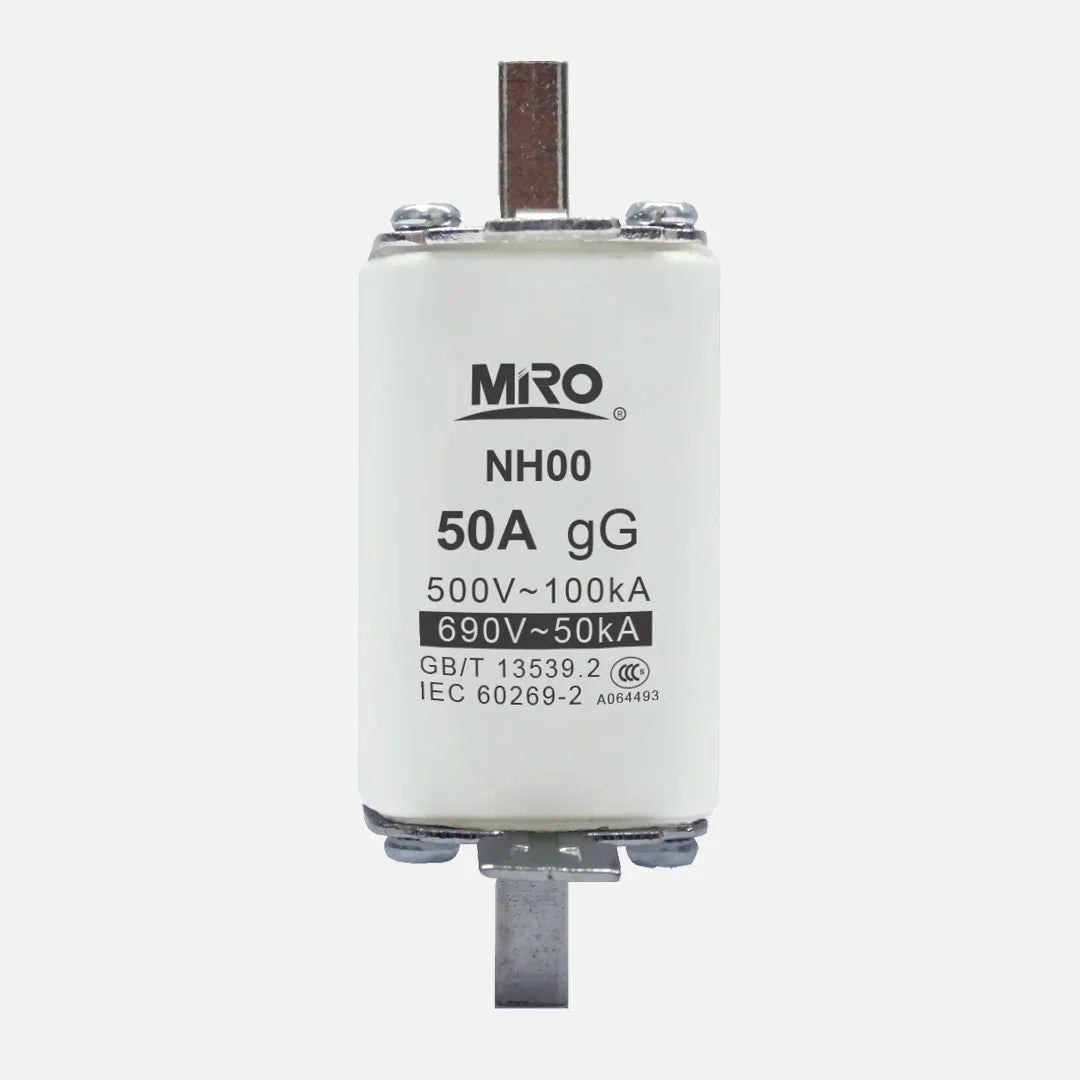Fusible cuadrado uso general Clase gG DIN 00 50A 500/690VCA 120kA