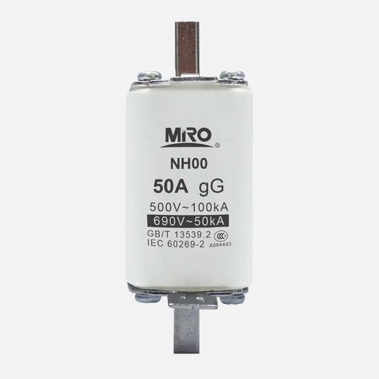 Fusible cuadrado uso general Clase gG DIN 00 50A 500/690VCA 120kA
