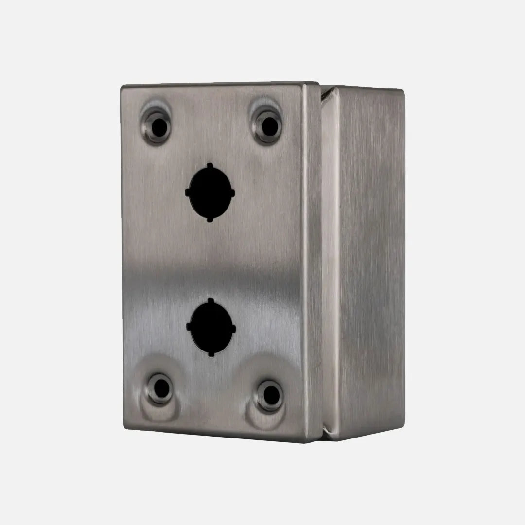 SM Caja con 2 orificios de 22mm acero inoxidable 100Hx160Wx90Dmm IP66