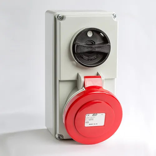 Base mural enclavamiento 32A 3P+N+T 220/400VCA 6h Rojo IP44-IP54