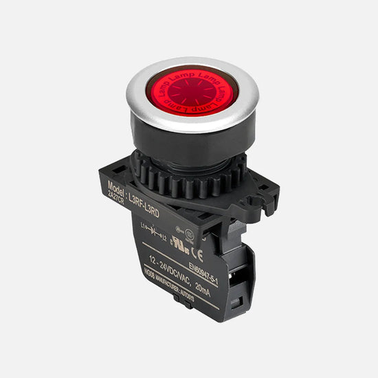 L3RF-L3RDM Luz piloto tipo rasante redondo plano 30mm rojo 12-24VUC