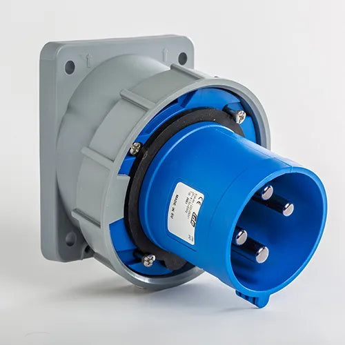 Clavija empotrar inclinada 63A 3P+T 230VCA 9h Azul IP66-IP67