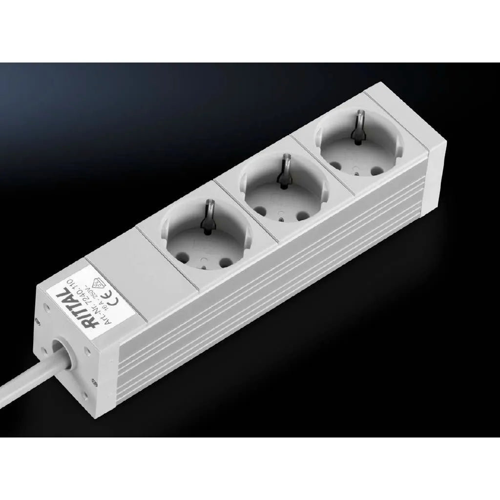 DK Regletas con 3 enchufes Schuko gris 250V Con cable 2 metros