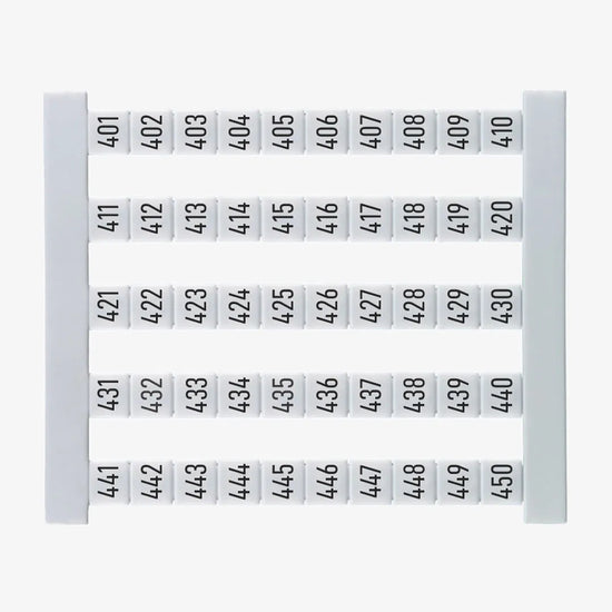 DEK 5 FS 401-450 Etiquetas para clema 5Hx5Wmm 401-450 Vertical 50Pz