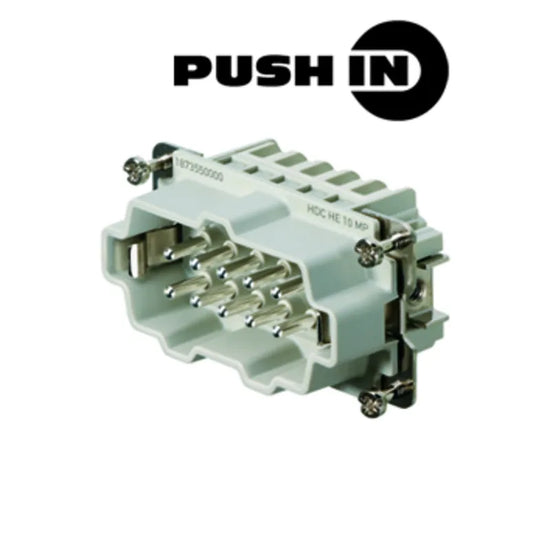 HDC HE 10 MP Inserto macho Conexión push in 10P+PE 16A 500V Grupo 4
