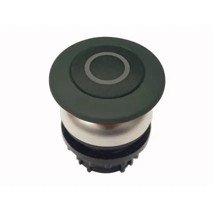 M22-DRP-S-X0 Botón Hongo B/plata 22mm Mantenido -0- placa/Negro Cabezal/Negro