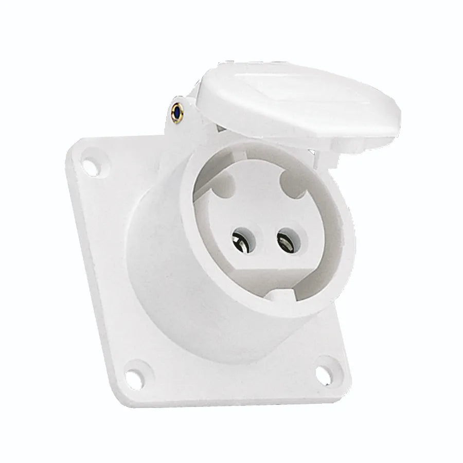 Base empotrar recta 32A 3P 42VCA 12h Blanco IP44