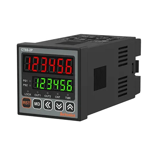 CT6S-2P4T Contador/Timer 6 dígitos 100-240VAC 2 salidas relé 5A RS485 IP65