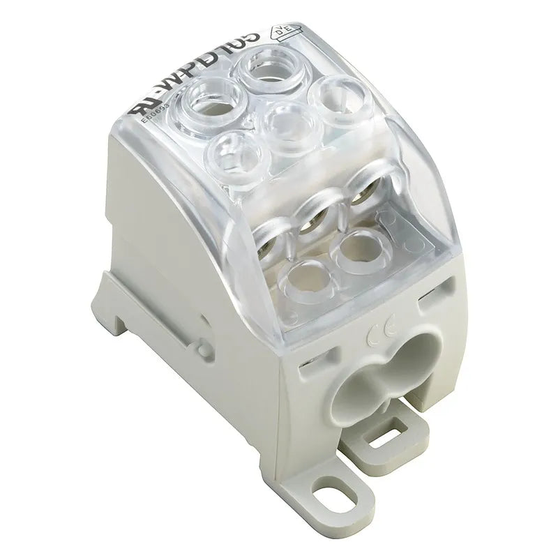 WPD 105 Bloque de distribución 1 polo 1×35+1x16mm² 2×25+3x16mm² 214A 1000VCA Gri