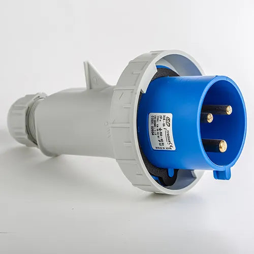 Clavija aérea 32A 2P+T 230VCA 6h Azul IP66-IP67