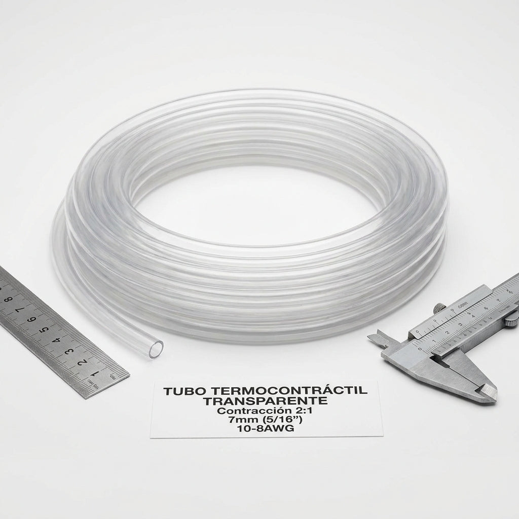 Tubo termocontráctil transparente Contracción 2:1 7mm (5/16″) 10-8AWG