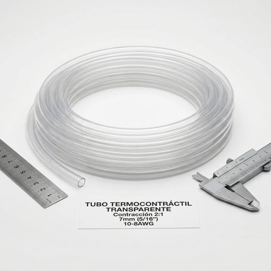 Tubo termocontráctil transparente Contracción 2:1 7mm (5/16″) 10-8AWG