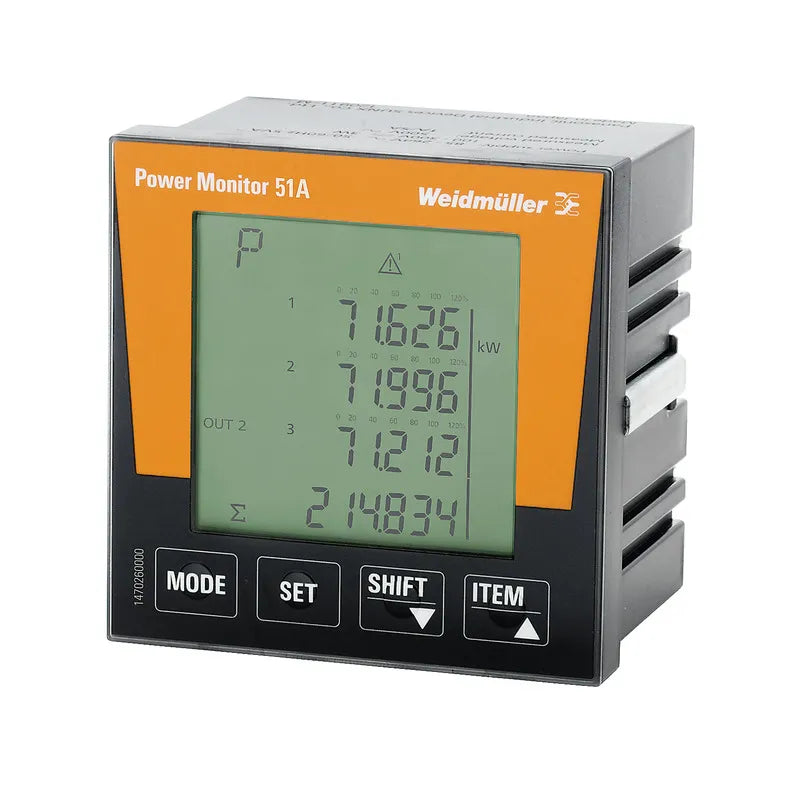 POWER MONITOR 51A Medidor de energia de panel 96x96mm 2DI 2DO 100-230V