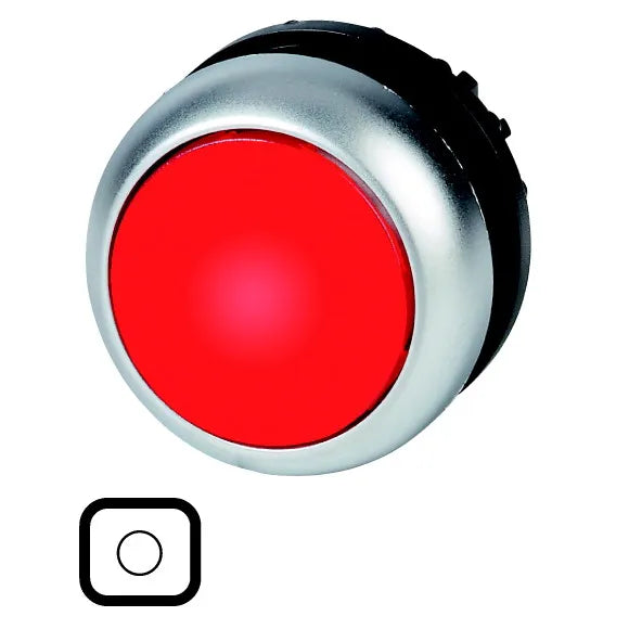 M22S-DL-R-X0 Botón pulsador iluminado Plano B/negro 22mm Momentáneo -0- Rojo