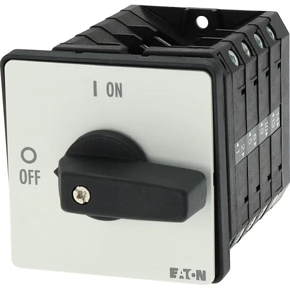 T5-4-15682/E Interruptor CAM ON-OFF Manija negra 6P+1NA1NC 100A p/empotrar IP65.